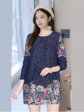 Floral Printed Jersey Knit Fashion Top 